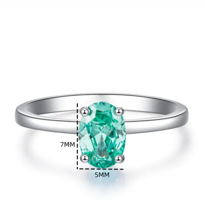 Bague solitaire pierre ovale turquoise argent 925 élégante - détail sertissage Mesures 
