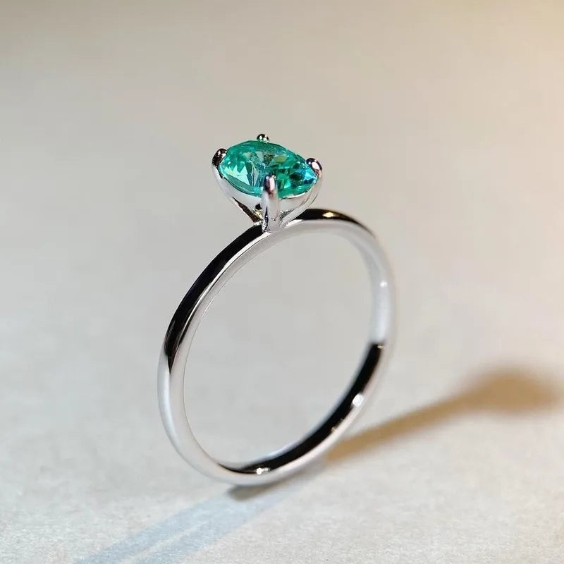 Bague solitaire pierre ovale turquoise argent 925 élégante - 
