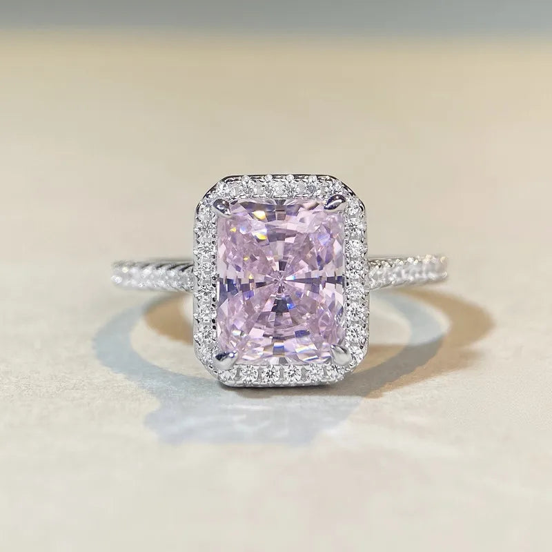 Bague Bloom rose argent 925 diamant rose zircons - design romantique
